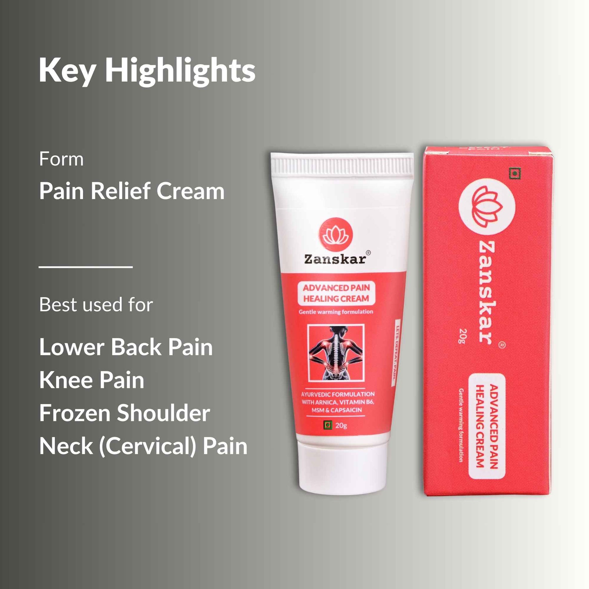 Advanced Pain Healing Cream (20g) - Zanskar